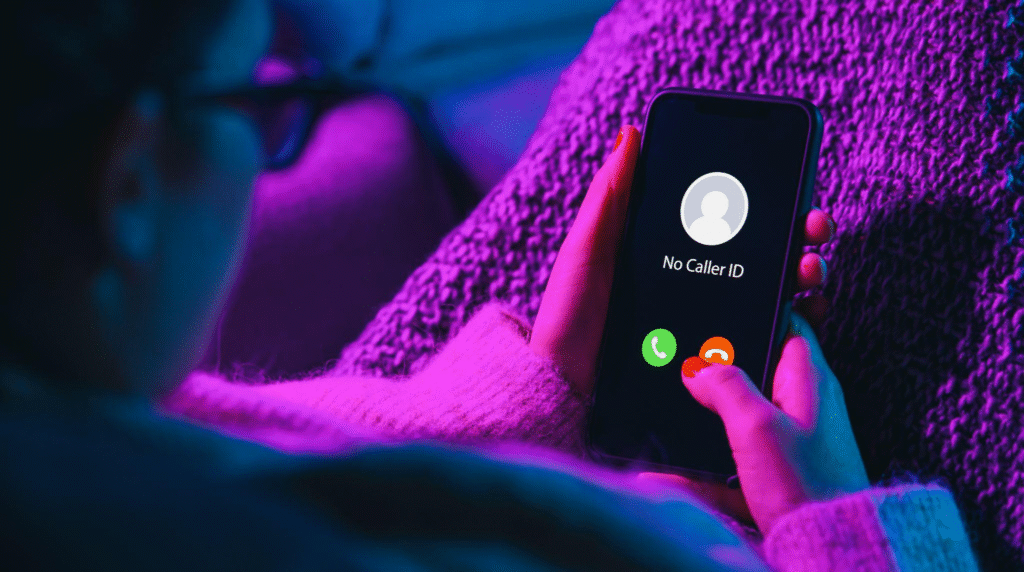 An anonymous call comes through with no caller ID.