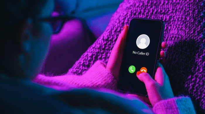An anonymous call comes through with no caller ID.